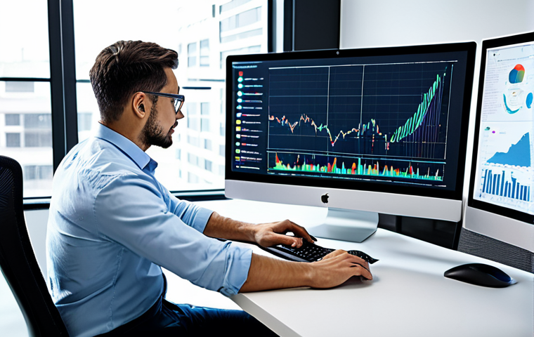A professional data analyst in a modest business shirt and trousers, seated at a modern ergonomic desk in a brightly lit, high-tech office. Multiple holographic screens display intricate data visualizations, flowcharts, and optimized marketing campaign metrics, symbolizing the transformative impact of AI on business and digital advertising. The focus is on strategic insights and data-driven decision-making, with a subtle abstract representation of AI algorithms enhancing the data. The scene conveys efficiency and technological advancement. safe for work, appropriate content, fully clothed, professional, perfect anatomy, correct proportions, natural pose, well-formed hands, proper finger count, natural body proportions, professional photography, high quality.