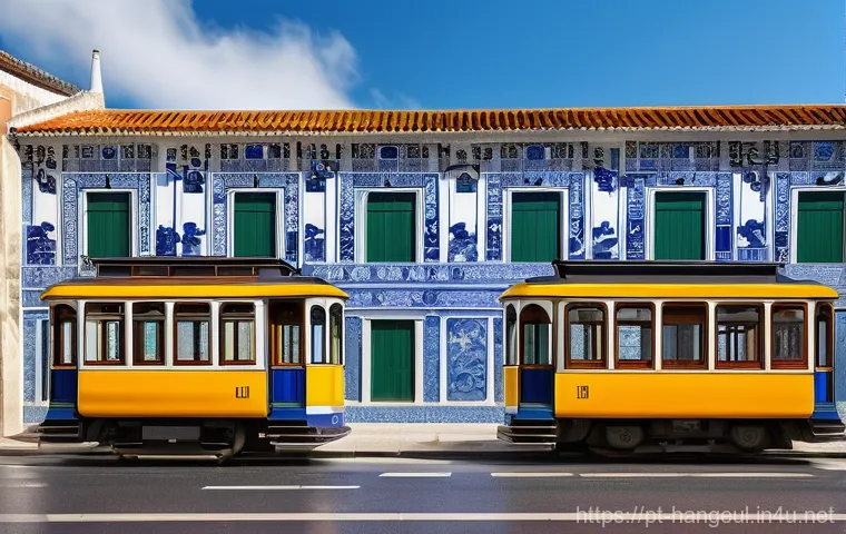 한글을 활용한 디지털 아트 - **A Luminous Fusion of Hangul and Azulejos in Lisbon**
    A highly detailed digital painting depict...