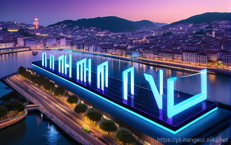 한글을 활용한 디지털 아트 - **A Luminous Fusion of Hangul and Azulejos in Lisbon**
    A highly detailed digital painting depict...