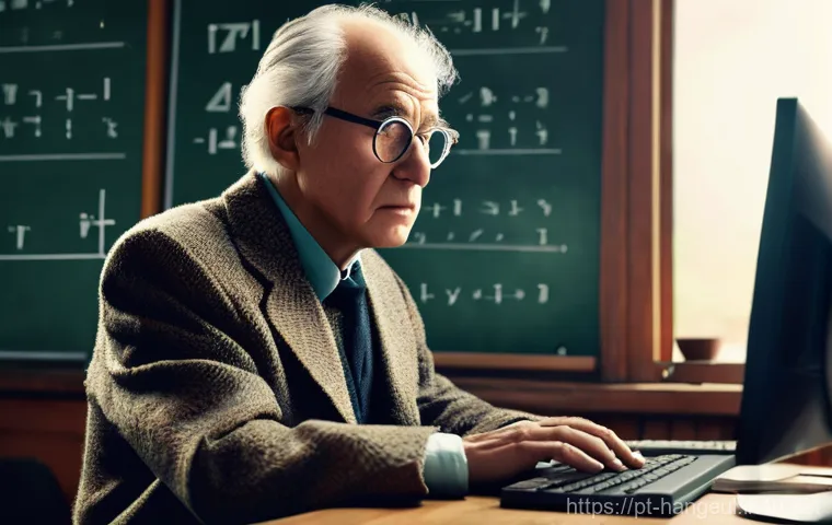 한글 문서에서 수식 입력 - **Prompt:** "A contrasting split image illustrating the evolution of formula editing. On the left si...