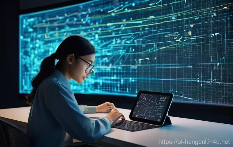 한글 문서에서 수식 입력 - **Prompt:** "A contrasting split image illustrating the evolution of formula editing. On the left si...