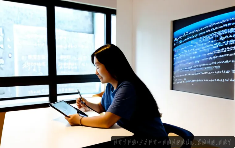 Home 17 한글과 한국어의 미래 - Photorealistic modern learning space in São Paulo, a Brazilian university student and an older Korea...